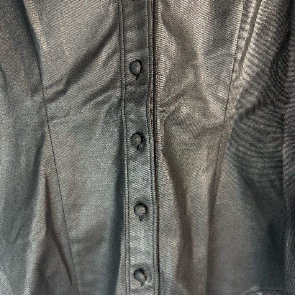 White House Black Market Black Leather Blouse - Picture 6 of 9